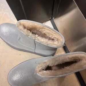 Silver Fur-Lined Women's Boots